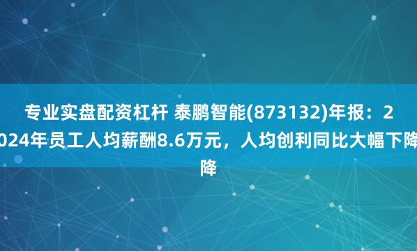 专业实盘配资杠杆 泰鹏智能(873132)年报：2024年员工人均薪酬8.6万元，人均创利同比大幅下降