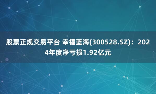 股票正规交易平台 幸福蓝海(300528.SZ)：2024年度净亏损1.92亿元