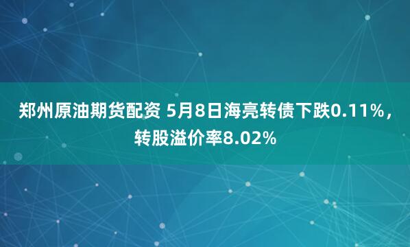 郑州原油期货配资 5月8日海亮转债下跌0.11%，转股溢价率8.02%