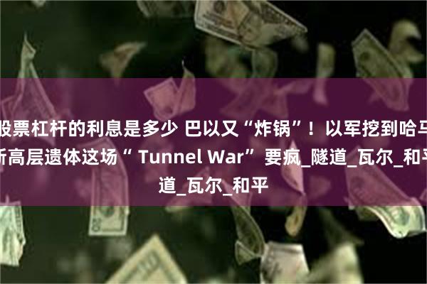 股票杠杆的利息是多少 巴以又“炸锅”！以军挖到哈马斯高层遗体这场“ Tunnel War” 要疯_隧道_瓦尔_和平