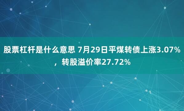 股票杠杆是什么意思 7月29日平煤转债上涨3.07%，转股溢价率27.72%